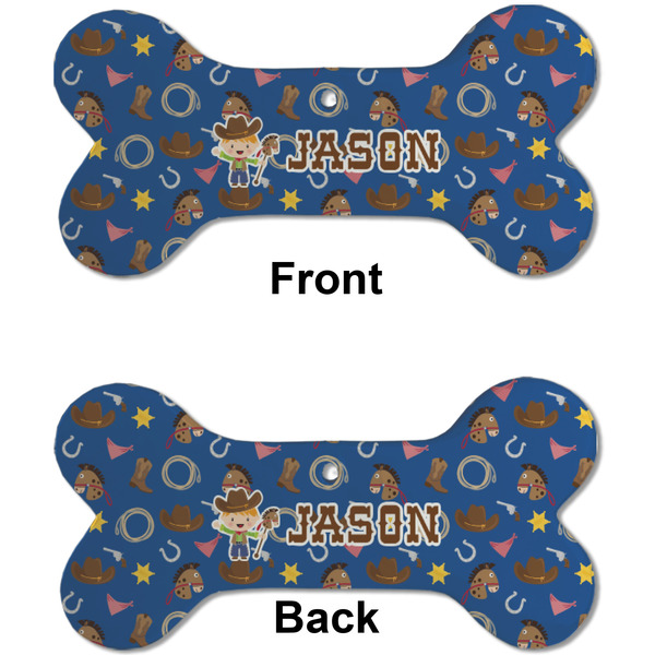 Blue Western Ceramic Flat Ornament - Bone Front & Back (APPROVAL)