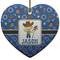 Blue Western Ceramic Flat Ornament - Heart (Front)