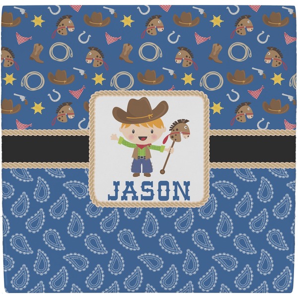 Custom Blue Western Ceramic Tile Hot Pad (Personalized)