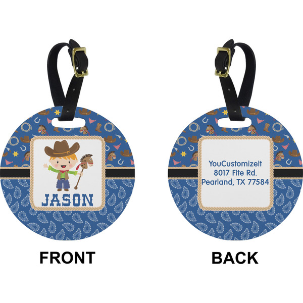 Blue Western Circle Luggage Tag (Front + Back)