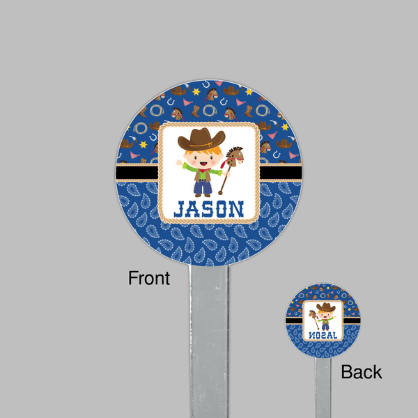 Blue Western Clear Plastic 7" Stir Stick - Round - Front & Back