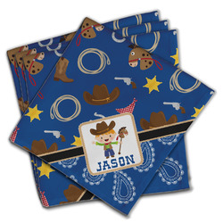 Blue Western Cloth Napkins (Set of 4) (Personalized)