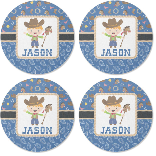 Blue Western Coaster Round Rubber Back - Apvl