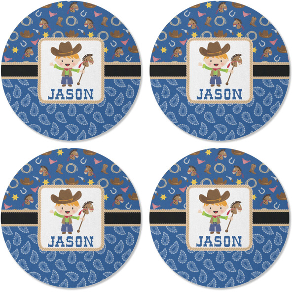 Blue Western Coaster Round Rubber Back - Apvl