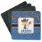 Blue Western Square Rubber Backed Coasters - Set of 4 (Personalized)