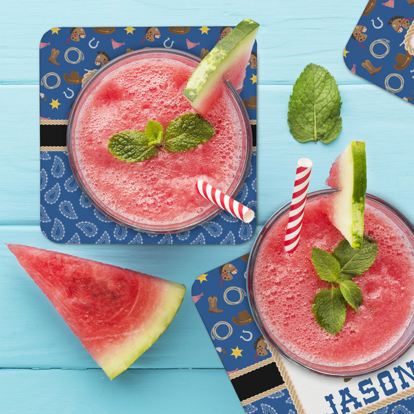 Blue Western Coaster Set - LIFESTYLE