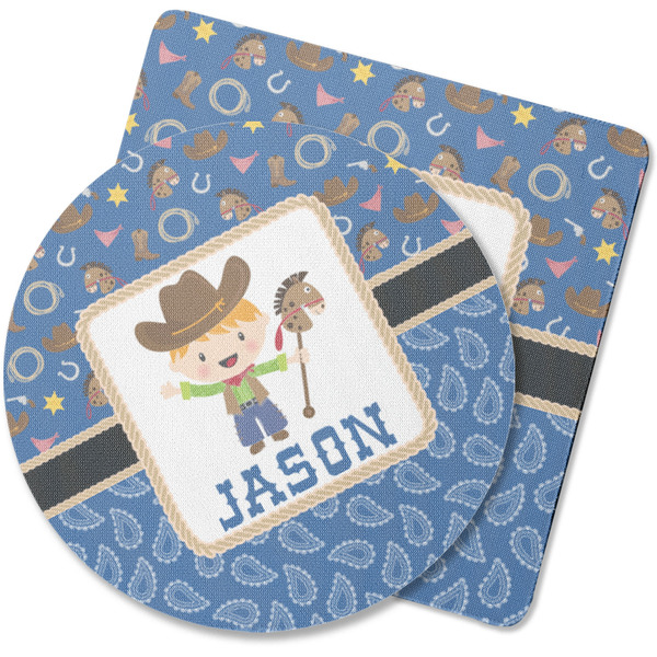 Custom Blue Western Rubber Backed Coaster (Personalized)