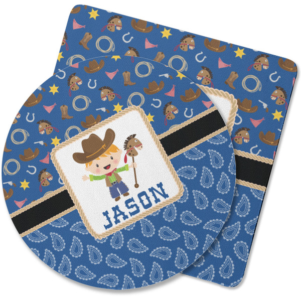 Custom Blue Western Rubber Backed Coaster (Personalized)