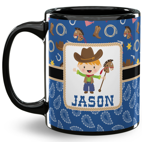 Custom Blue Western 11 Oz Coffee Mug - Black (Personalized)
