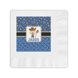 Blue Western Coined Cocktail Napkins (Personalized)
