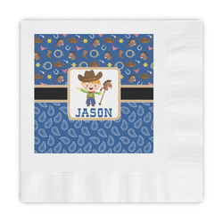 Blue Western Embossed Decorative Napkins (Personalized)
