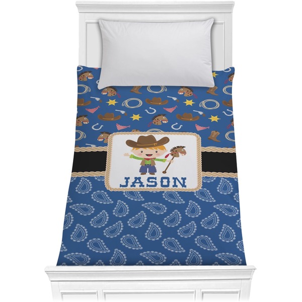 Custom Blue Western Comforter - Twin (Personalized)