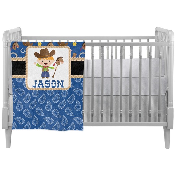 Custom Blue Western Crib Comforter / Quilt (Personalized)
