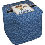 Blue Western Cube Pouf Ottoman (Personalized)