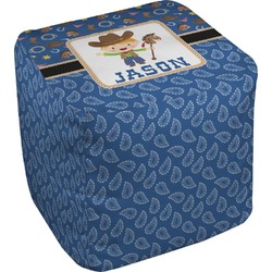 Blue Western Cube Pouf Ottoman (Personalized)