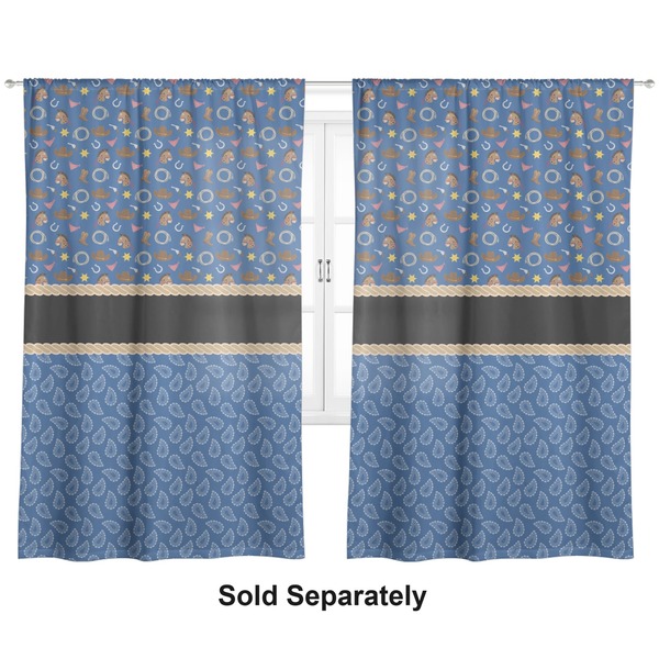 Custom Blue Western Curtain Panel - Custom Size