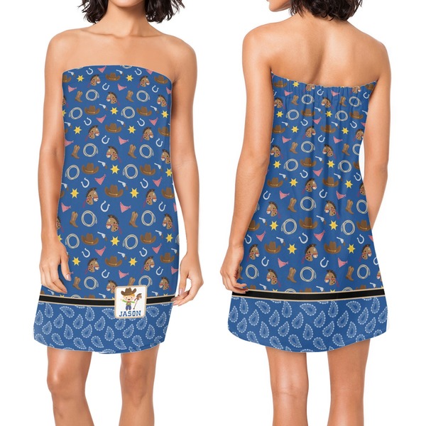 Blue Western Custom Bath Wrap - Front & Back View