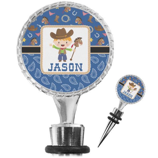 Custom Blue Western Wine Bottle Stopper (Personalized)