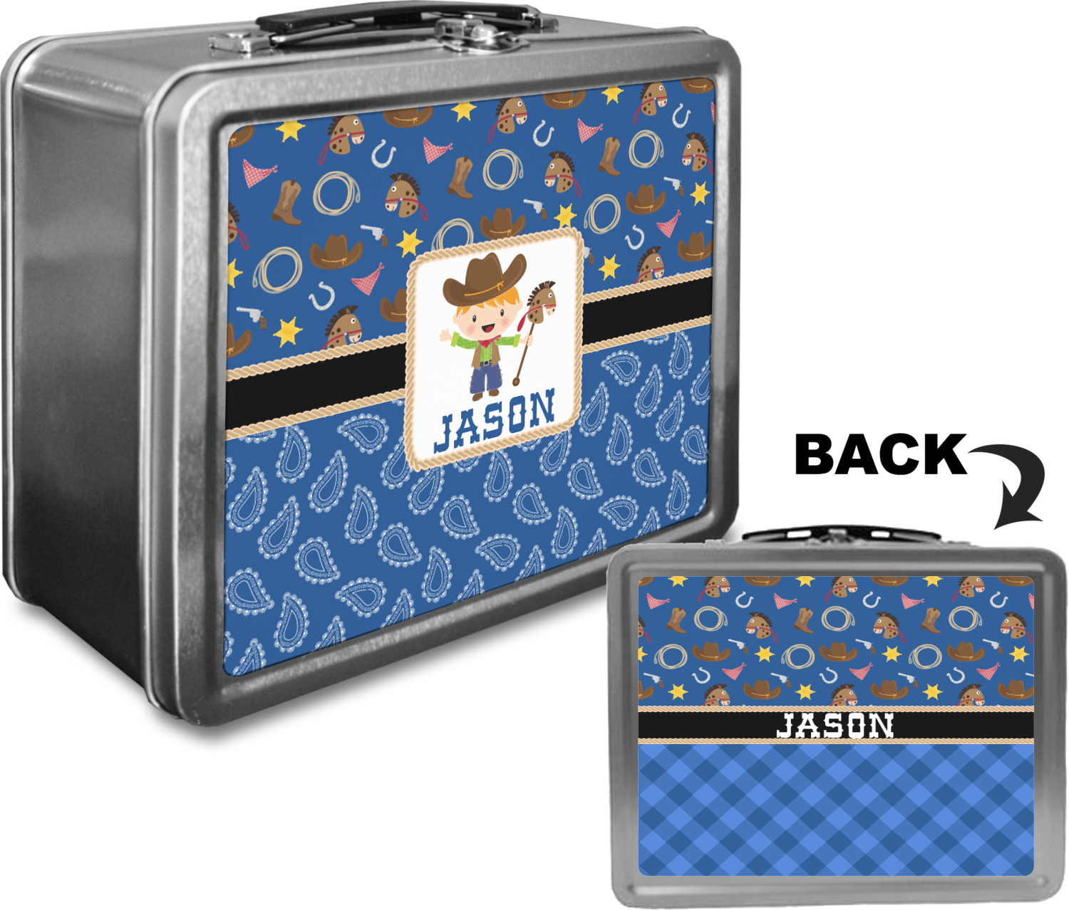 Blue Western Lunch Box (Personalized) YouCustomizeIt