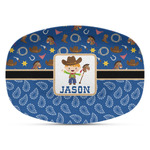 Blue Western Plastic Platter - Microwave & Oven Safe Composite Polymer (Personalized)