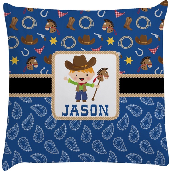 Custom Blue Western Decorative Pillow Case (Personalized)