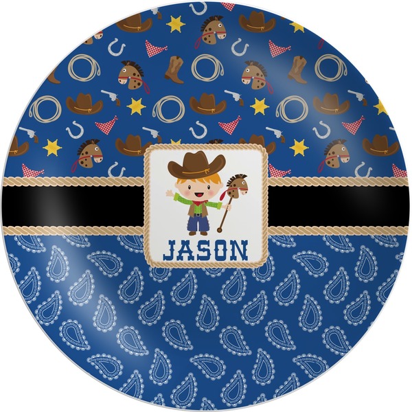 Custom Blue Western Melamine Plate (Personalized)