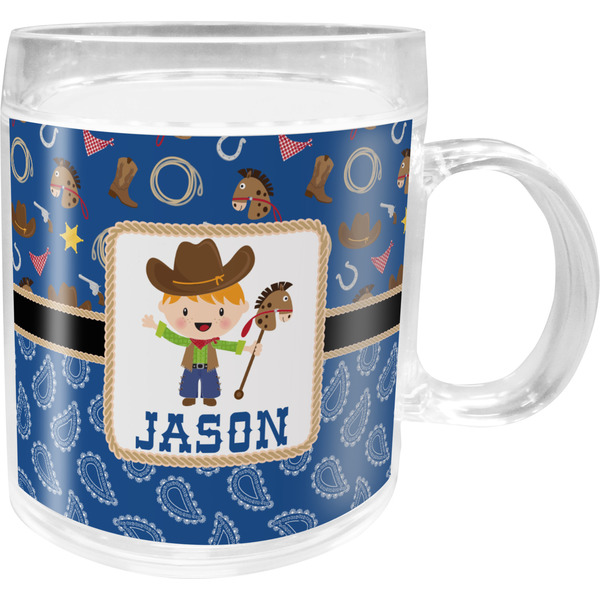 Custom Blue Western Acrylic Kids Mug (Personalized)