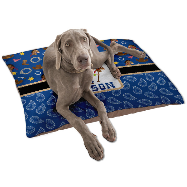 Custom Blue Western Dog Bed - Large w/ Name or Text