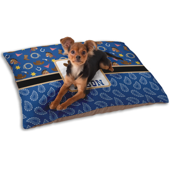 Custom Blue Western Dog Bed - Small w/ Name or Text