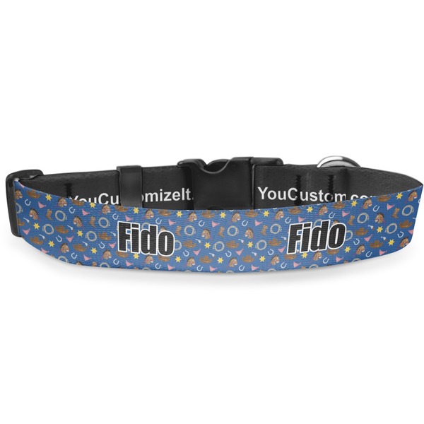 Custom Blue Western Deluxe Dog Collar - Medium (11.5" to 17.5") (Personalized)
