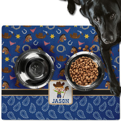 Blue Western Dog Food Mat - Large w/ Name or Text