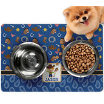 Blue Western Dog Food Mat - Small w/ Name or Text
