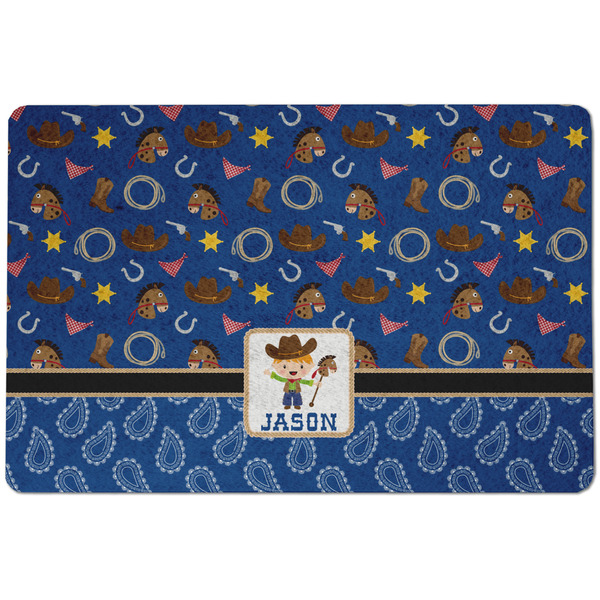 Custom Blue Western Dog Food Mat w/ Name or Text