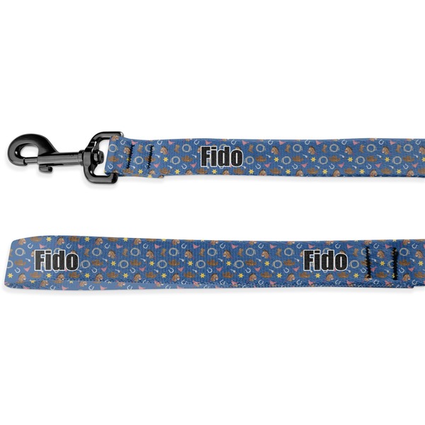 Custom Blue Western Deluxe Dog Leash - 4 ft (Personalized)