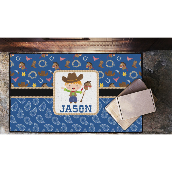 Blue Western Door Mat - LIFESTYLE (Lrg)