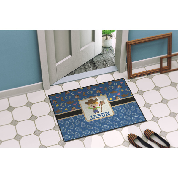 Blue Western Door Mat Lifestyle