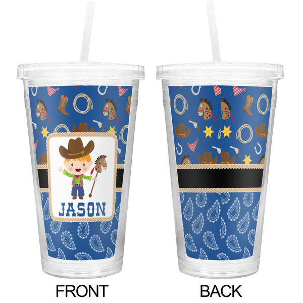 Blue Western Double Wall Tumbler with Straw - Approval