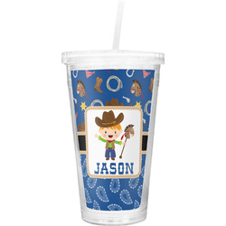 Blue Western Double Wall Tumbler with Straw (Personalized)