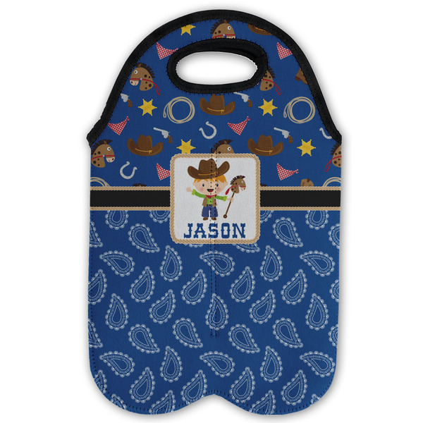 Blue Western Double Wine Tote - Flat (new)