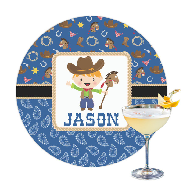 Custom Blue Western Printed Drink Topper (Personalized)