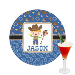 Blue Western Printed Drink Topper -  2.5" (Personalized)