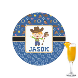Blue Western Printed Drink Topper - 2.15" (Personalized)