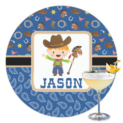 Blue Western Printed Drink Topper - 3.5" (Personalized)