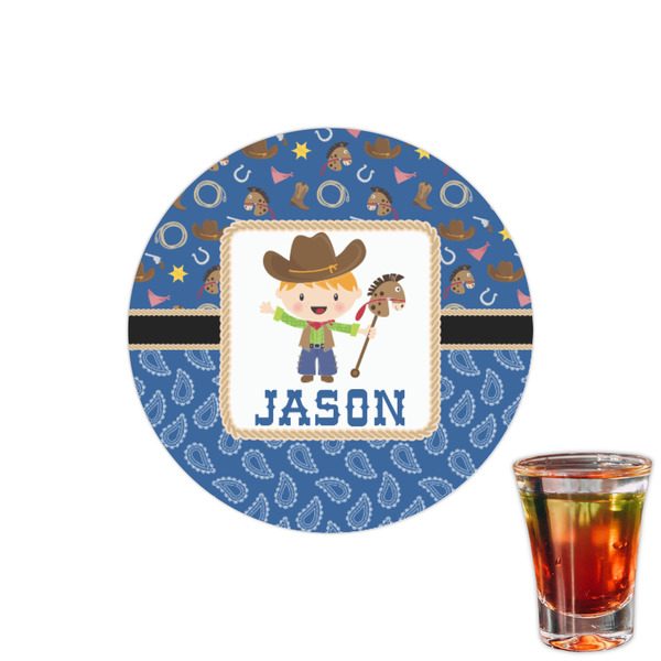 Custom Blue Western Printed Drink Topper - 1.5" (Personalized)