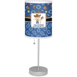 Blue Western 7" Drum Lamp with Shade Polyester (Personalized)