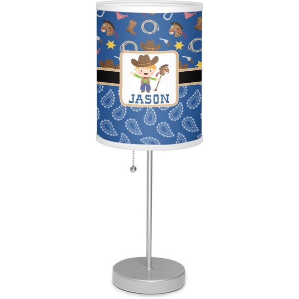 Custom Blue Western 7" Drum Lamp with Shade (Personalized)