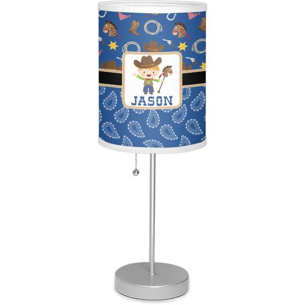 Custom Blue Western Lamp with Drum Shade (Personalized)