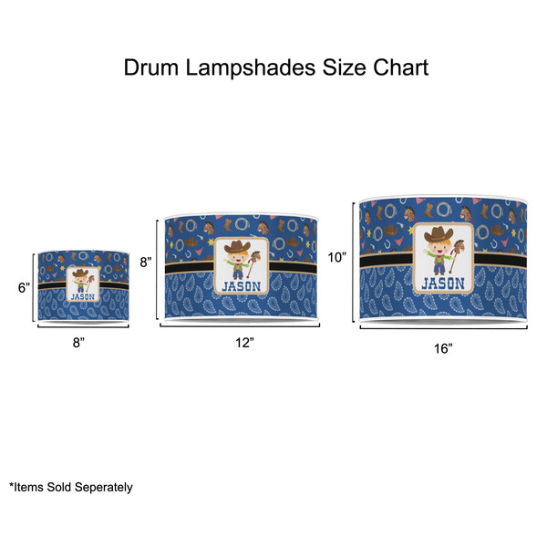 Blue Western Drum Lampshades - Sizing Chart