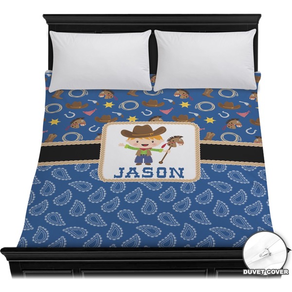 Custom Blue Western Duvet Cover - Full / Queen (Personalized)