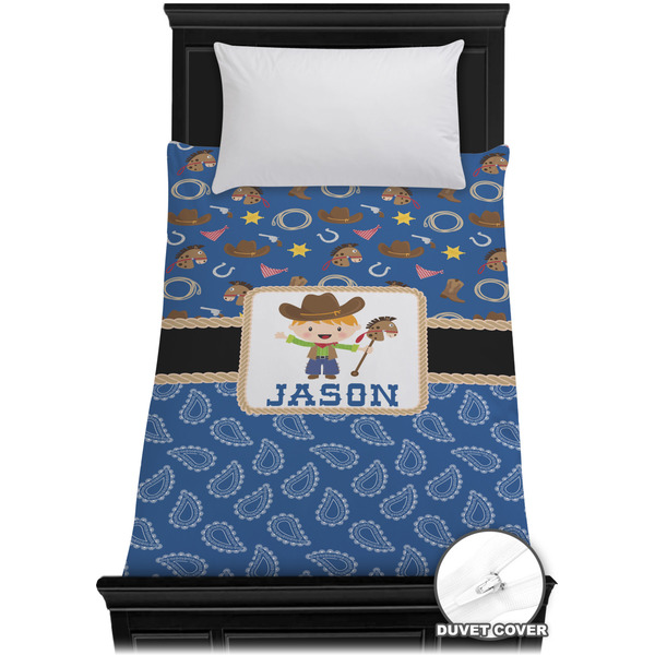 Custom Blue Western Duvet Cover - Twin XL (Personalized)